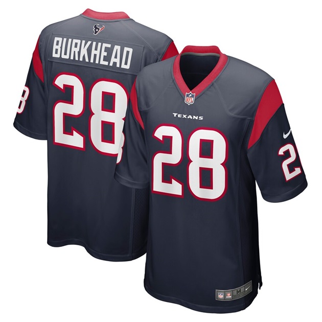 mens nike rex burkhead navy houston texans game player jersey